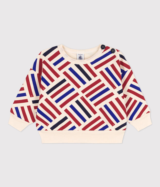 Babies' Graphic Print Fleece Sweatshirt Ecru/multicolor