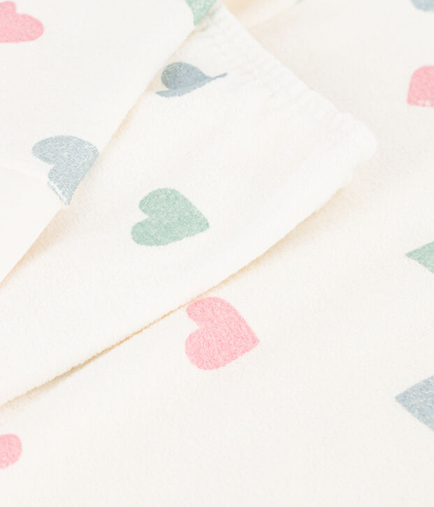 Children's cotton terry pyjamas with hearts Ecru/multicolor