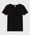 Women's iconic plain short-sleeved rib knit T-shirt BLACK black