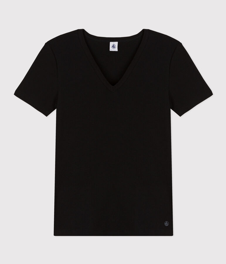 Women's iconic plain short-sleeved rib knit T-shirt black