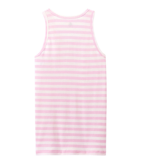 Women's vest top in heritage striped rib BABYLONE pink/MARSHMALLOW white