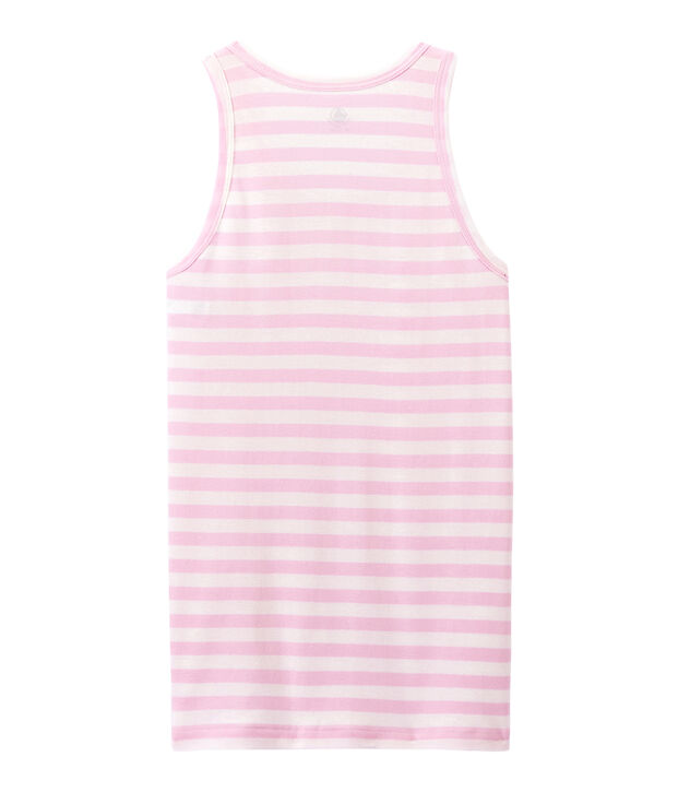 Women's vest top in heritage striped rib pink/white