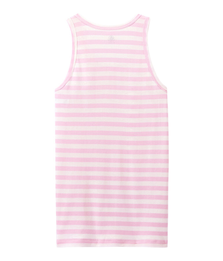 Women's vest top in heritage striped rib pink/white