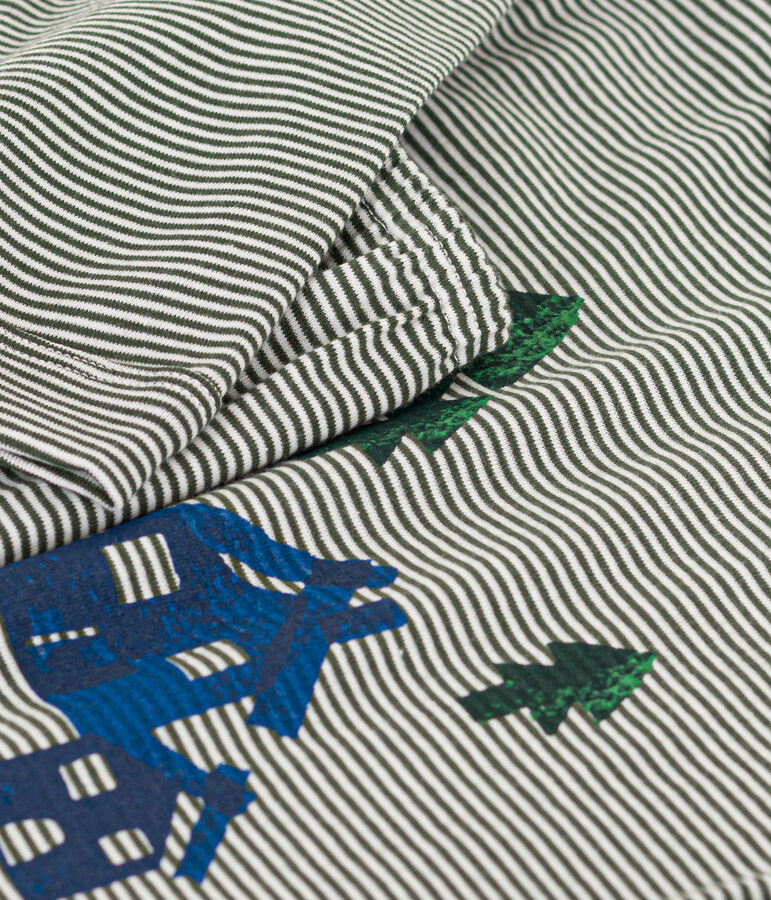 Children's Unisex Striped Cotton Pyjamas green/white