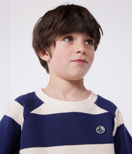 Children's unisex stripy cotton sweatshirt MEDIEVAL blue/AVALANCHE