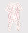 Babies' Heart Patterned Velour Pyjamas MARSHMALLOW white/TERKUIT red