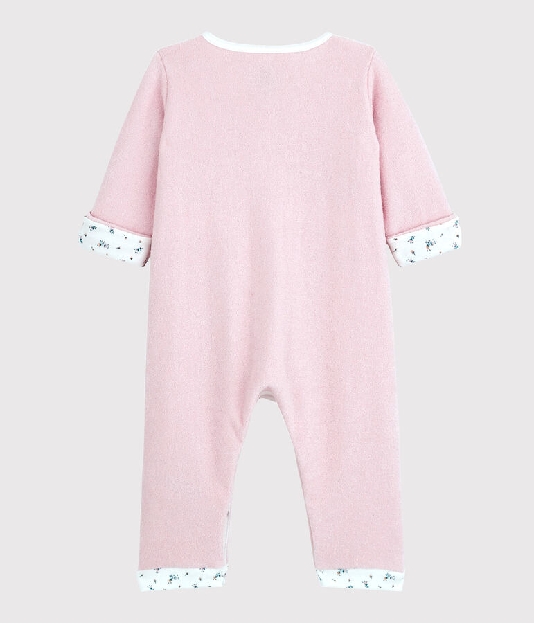 Babies' Long Pink Brushed Terry Jumpsuit pink