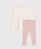 Babies' cotton long-sleeved dress and leggings set MARSHMALLOW white/MULTICO white