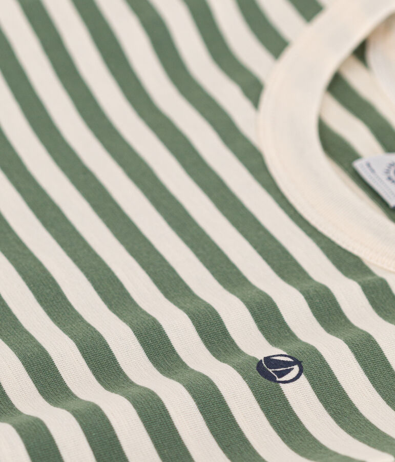 Boys' Stripy Lightweight Jersey T-shirt green/ecru