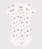 Babies' short-sleeved cotton body with a boat print MARSHMALLOW white/MULTICO white