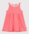 Babies' sleeveless plain cotton dress pink