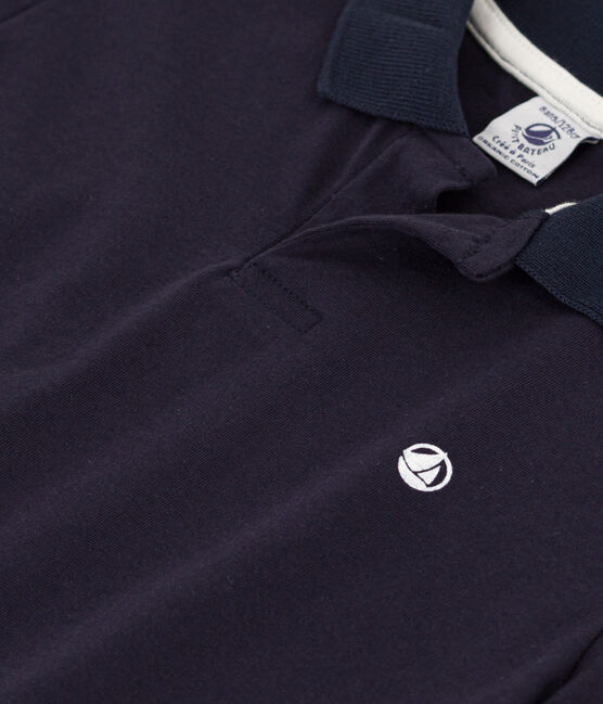 Boys' Short-Sleeved Cotton Polo Shirt SMOKING blue