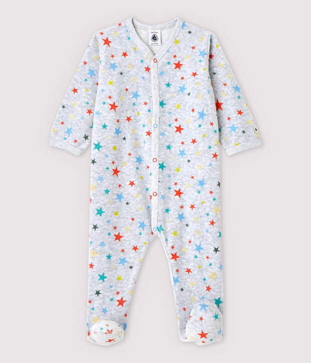 Babies' Marled Grey Starry Velour Sleepsuit grey/multicolor