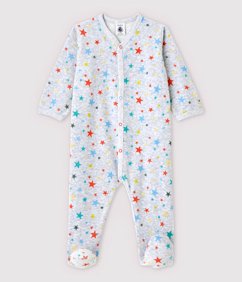 Babies' Marled Grey Starry Velour Sleepsuit grey/multicolor