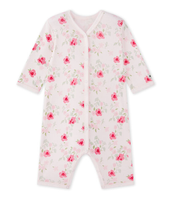 Baby girl's print footless sleepsuit VIENNE pink/MULTICO white