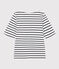 Girls' striped T-shirt MARSHMALLOW white/SMOKING blue