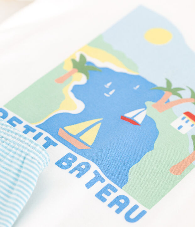 Children's short cotton pyjamas. white/multicolor