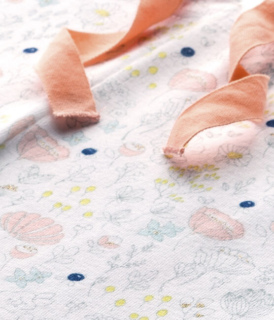 Girls' coordinating pyjama trousers ECUME white/ROSE pink/MULTICO
