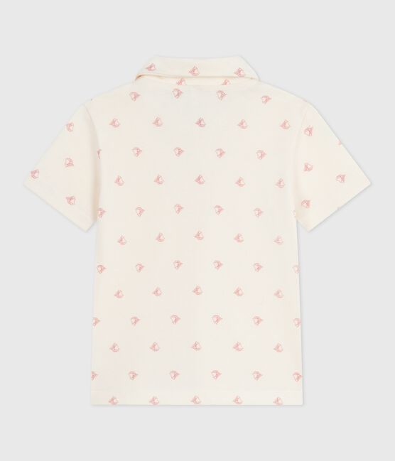 Children's short-sleeved printed cotton polo shirt MILK red/POMPEI