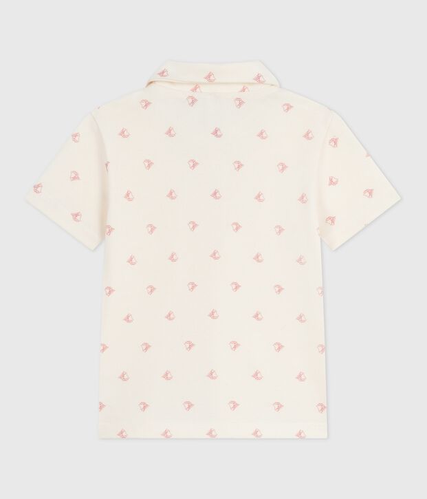 Children's short-sleeved printed cotton polo shirt red/red