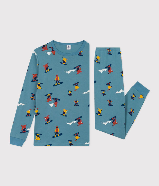 Boys' Snowboard Cotton Pyjamas blue/multicolor