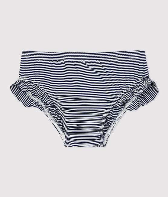 Babies' Recycled Fabric Bikini Bottoms MEDIEVAL blue/MARSHMALLOW white