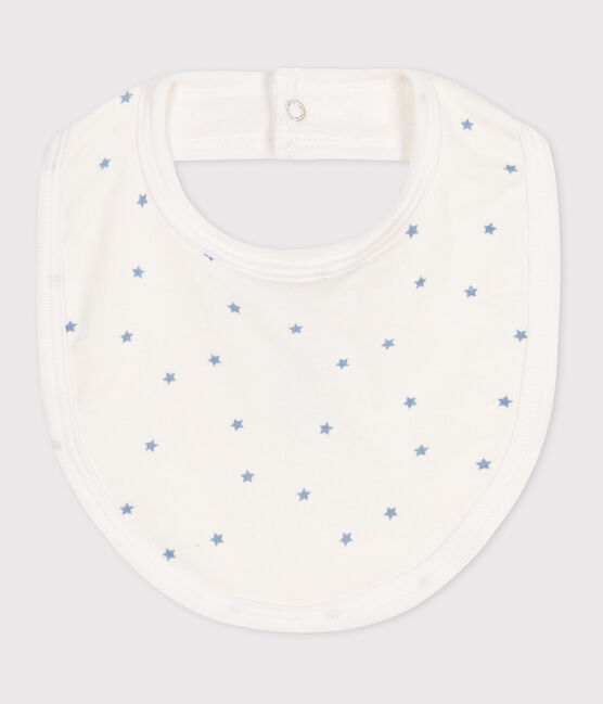 Newborn's printed cotton bib MARSHMALLOW blue/GOMME white