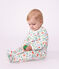 Babies' patterned fleece pyjama suit printed with mushrooms white/multicolor