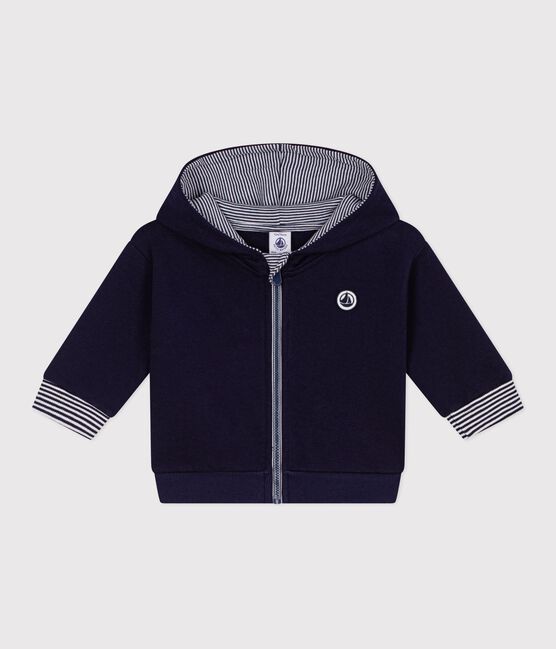 Babies' cotton hoodie with striped details SOIR blue