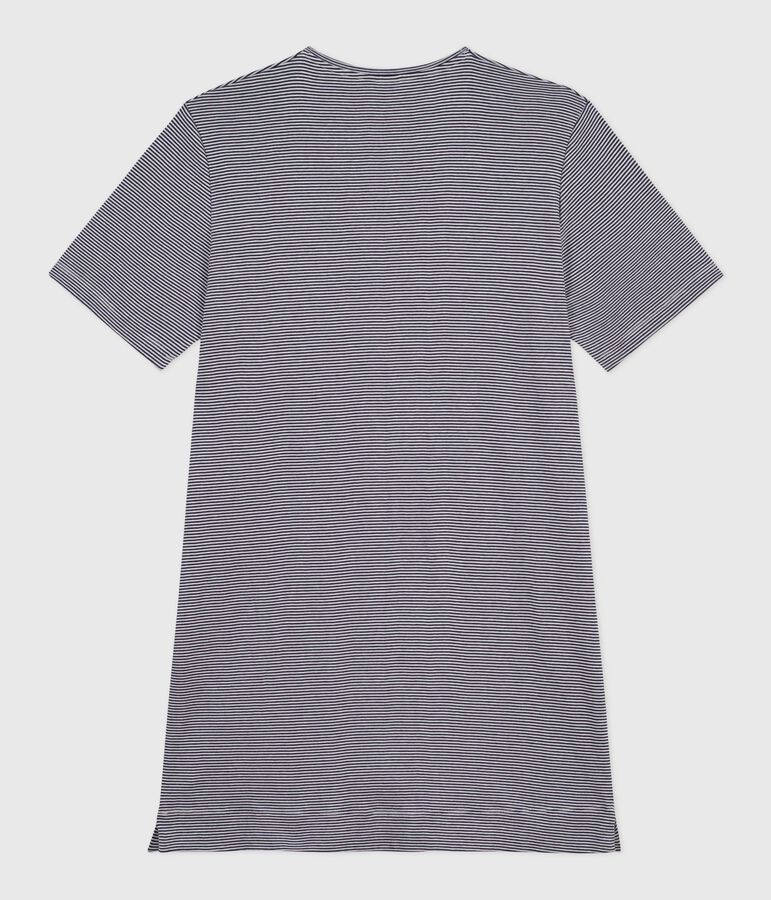 Women's short-sleeved striped cotton nightdress SMOKING blue/MARSHMALLOW white