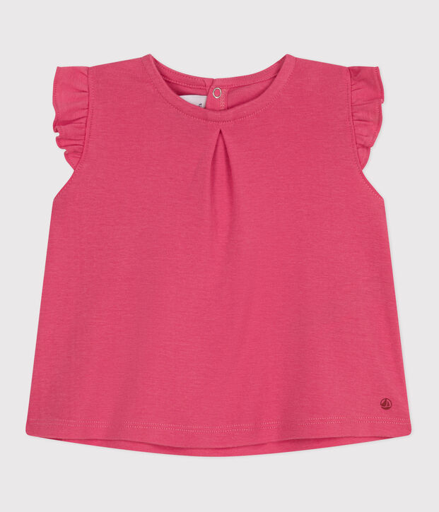 Babies' sleeveless cotton blouse pink