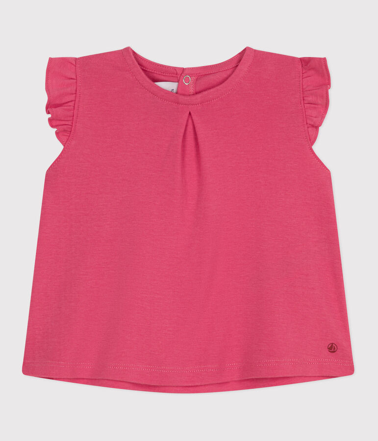 Babies' sleeveless cotton blouse pink