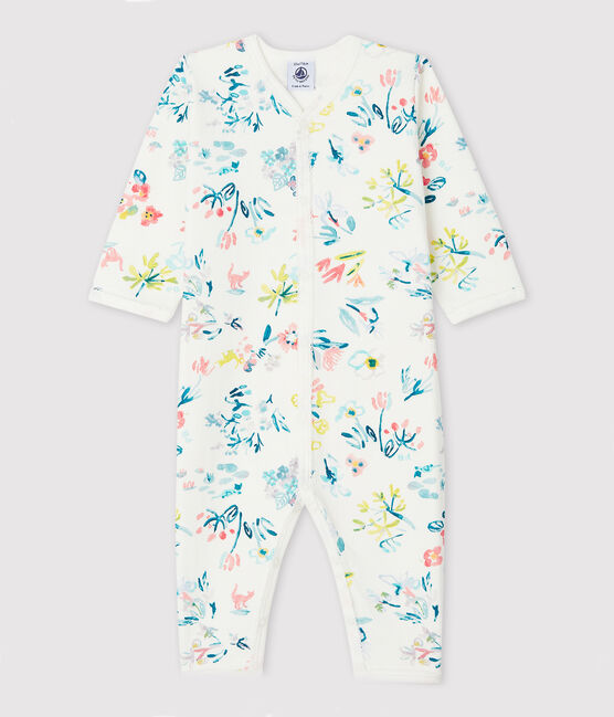 Baby Girls' Floral Tube-Knit Footless Sleepsuit MARSHMALLOW white/MULTICO white