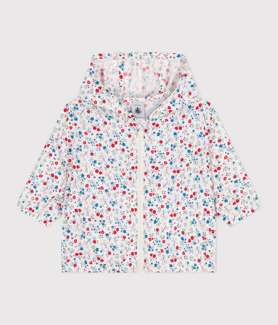 Babies' UV protection floral print polyester windbreaker MARSHMALLOW white/MULTICO white