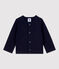 Babies' Plain Thick Organic Jersey Cardigan SMOKING blue