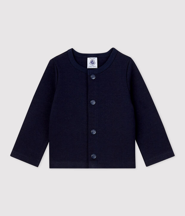 Babies' Plain Thick Organic Jersey Cardigan SMOKING