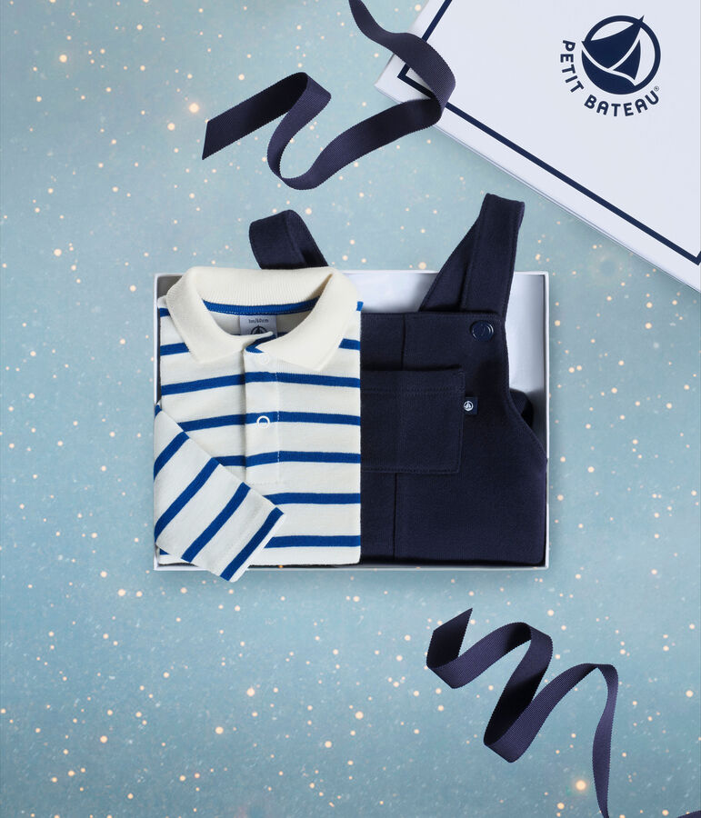 Babies' cotton gift set: dungarees and a body multicolor