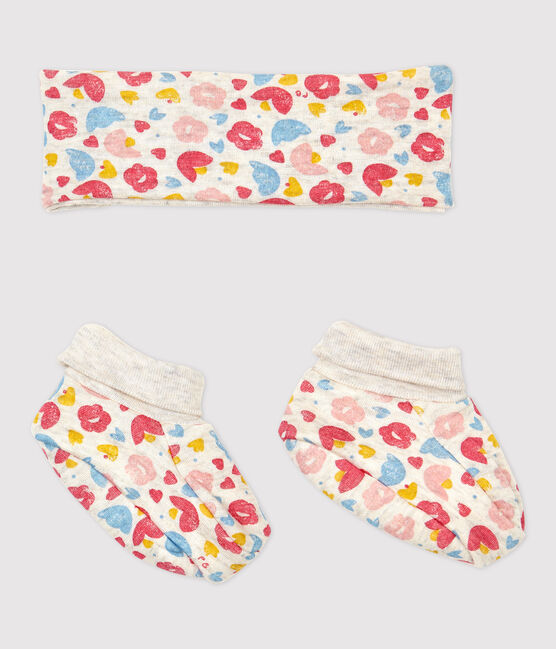 Baby Girls' Floral Organic Cotton Headband and Bootees Set variante 1