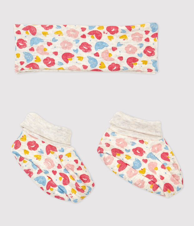 Baby Girls' Floral Organic Cotton Headband and Bootees Set multicolor
