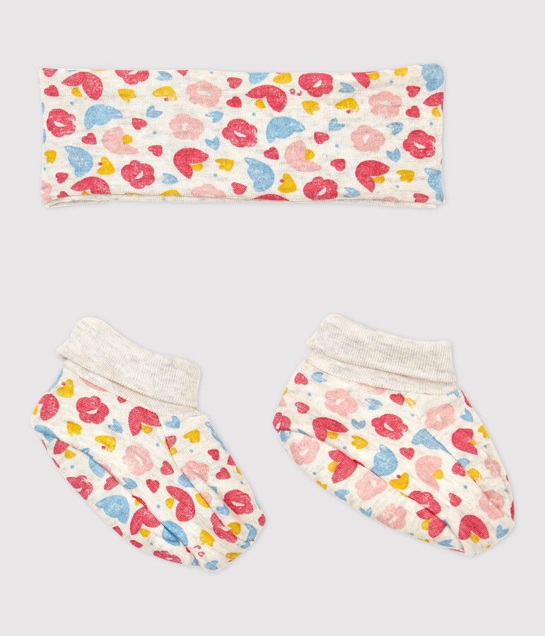 Baby Girls' Floral Organic Cotton Headband and Bootees Set multicolor