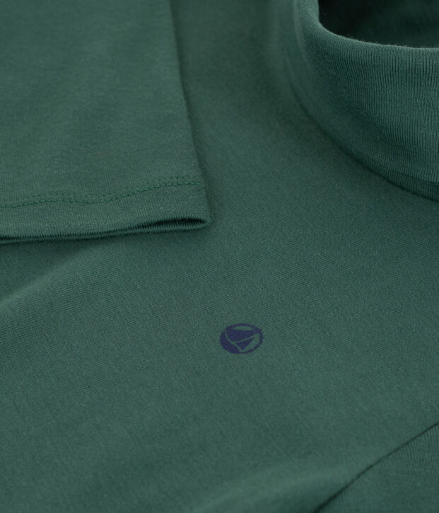 Children's plain cotton rollneck top green