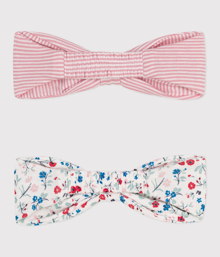 Baby girls' cotton hairbands - 2-pack multicolor