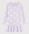 Girl's polka dot ribbed nightdress LISERON purple/ECUME white