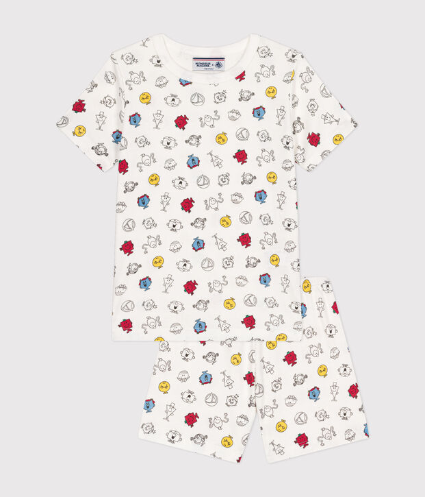 Children's Mr. Men and Little Miss short cotton pyjamas white/multicolor