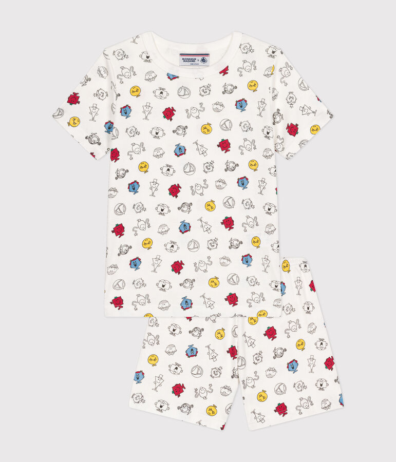Children's Mr. Men and Little Miss short cotton pyjamas white/multicolor
