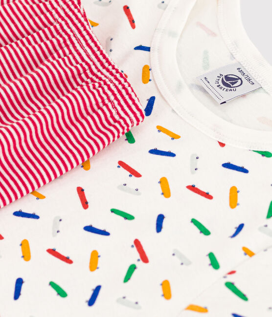 Children's Short Cotton Pyjamas MARSHMALLOW white/MULTICO white