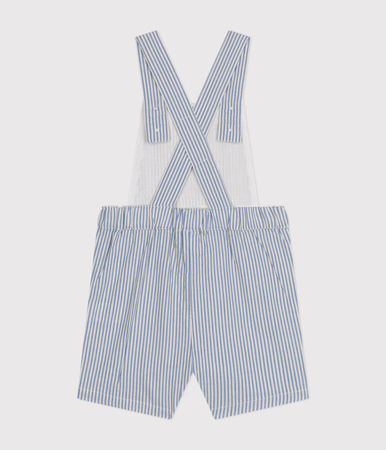 Babies' Seersucker Dungaree Shorts GAULOISE /MARSHMALLOW