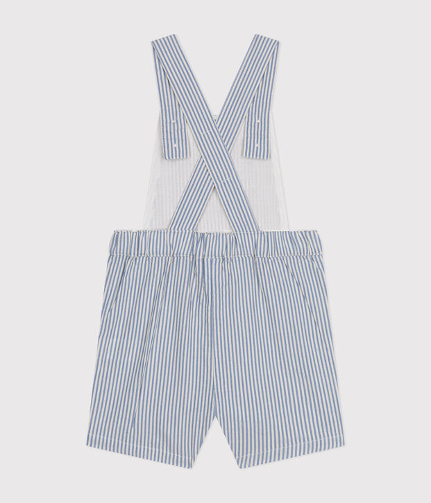 Babies' Seersucker Dungaree Shorts blue/white