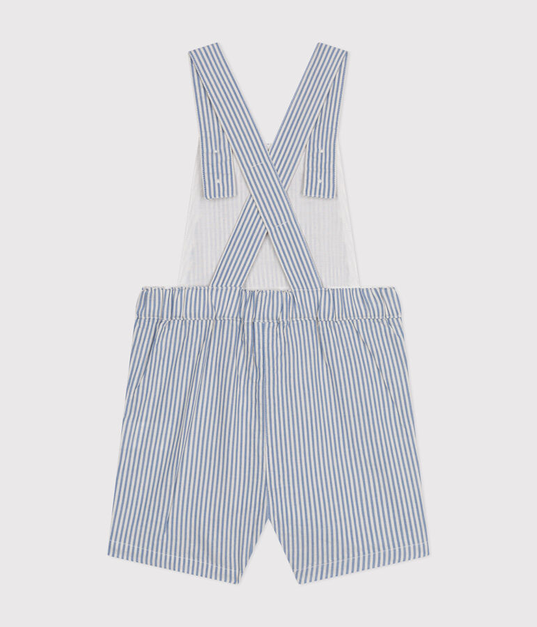 Babies' Seersucker Dungaree Shorts blue/white