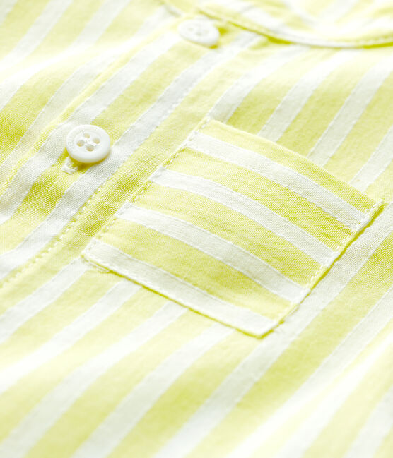 Babies' Yellow Stripy Organic Cotton Poplin Blouse JAUNE yellow/MARSHMALLOW white